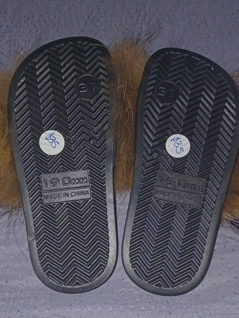 Faux Fur Slide Sandals - Brown Fur